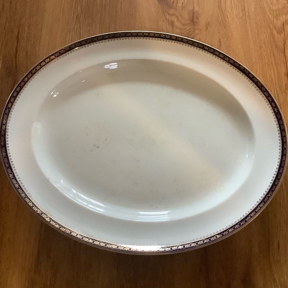 Antique bleu de roi Alfred Meakin England turkey platter